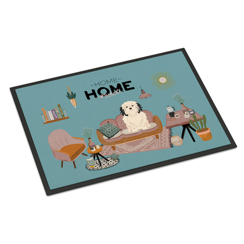 Tapis d'entrée antidérapant Guerline L 27 po x l 18 po, Petit chien lion