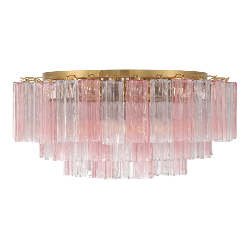 Wesham 16 Light Aged Brass Flush Mount, Laiton vieilli, Rose