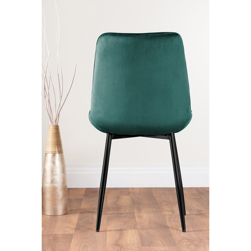 Eubanks White Marble Effect Melamine Round 80cm Dining Table And Chairs - 2 Velvet Dining Chairs, Green/Black