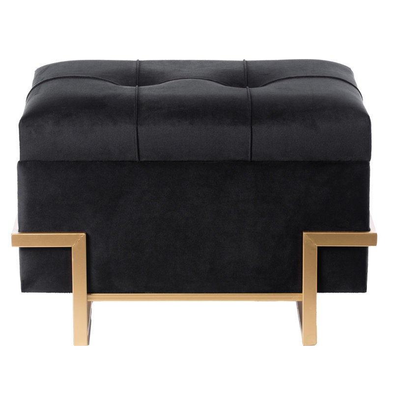 Havenhill Velvet Ottoman, Black