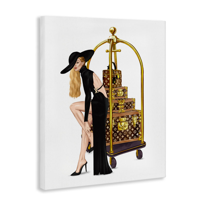 Fashionista avec toile de bagage d'hôtel, design par Ziwei Li, H 20 po x l 16 po