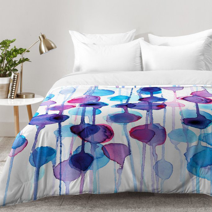 Ensemble d'édredon Watercolor, Édredon pour lit simple TG + 1 taie décorative