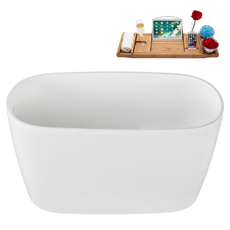 Baignoire autoportante, plateau, drain en nickel brossé 47 po Streamline G-98-366-BNK Streamline, Laiton brossé