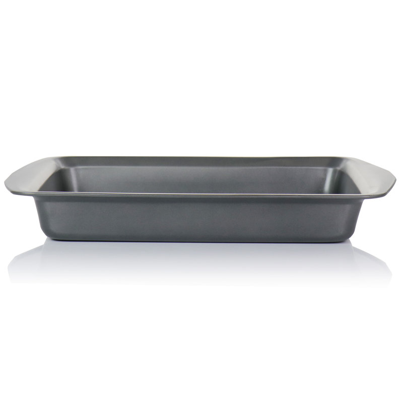 Gibson Baker's Friend 16.75 Inch Nonstick Steel Roasting Pan In Grey