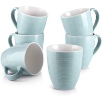 Ceramic Coffee Mugs Set of 6, Gencywe 16oz Coffee Cups with Handle, La –