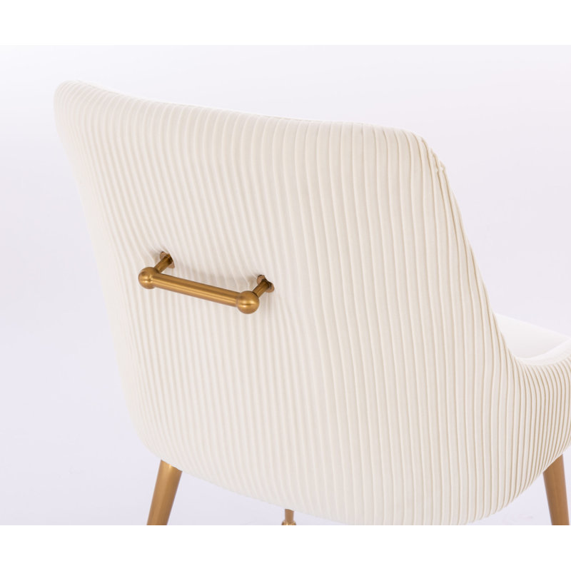 19'' H Velvet Upholstered Armchair, Beige, 1