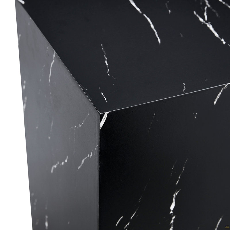 Table basse 15,7 po x 15,7 po x 15,7 po à texture de marbre noir en MDF - Design luxueux, décoration parfaite pour le salon.