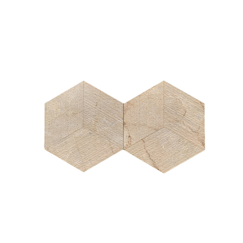 Marbre hexagonal jaune or beige, marbre naturel, pour mur, finition texturée FS, marbre cannelé 3D, pierre naturelle, marbre véritable, marbre véritable, 1 boîte de 12 pièces