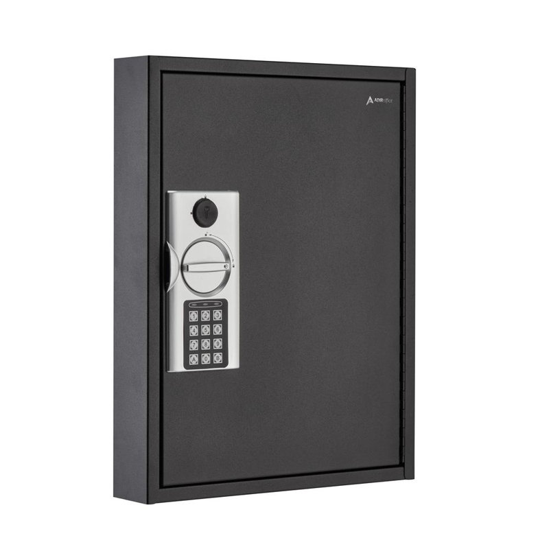 60-Key Steel Heavy-Duty Digital Lock Key Cabinet, Black