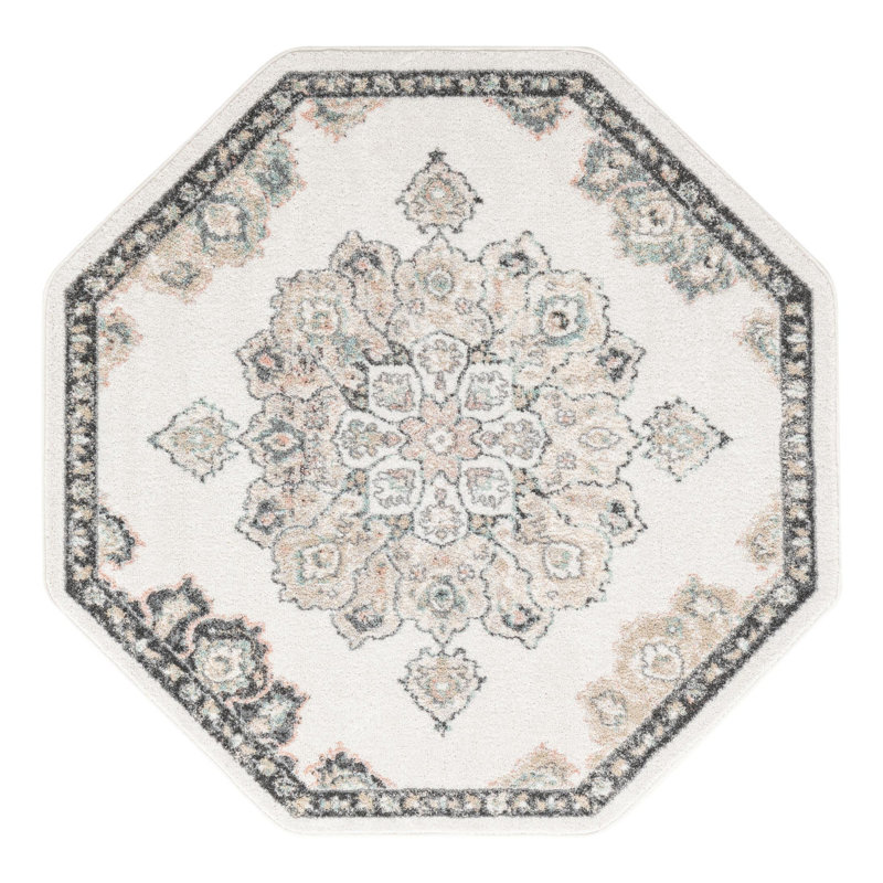 Tapis oriental ivoire, Octogone 5 pi x 5 pi