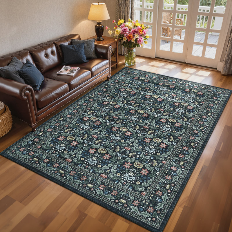 Washable Rugs for Living Room Non-Slip Area Rugs Non-Shedding Stain Resistant Farmhouse Vintage Accent Carpet for Dining Room Bedroom
