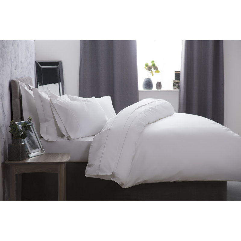 Hotel Suite Collection Satin Solid Colour Duvet Cover, White, Double Duvet Cover