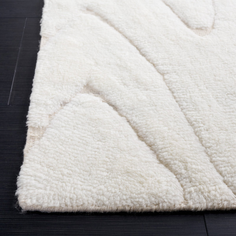 Martinique Solid Color Handmade Flatweave Wool/Cotton Area Rug in Ivory/Beige, Round 6'