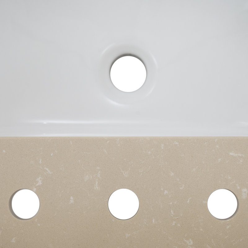 Cosmic Sand 61" Beige Engineered Marble Vanity Top with White Rectangular Sink