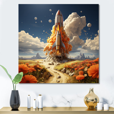 Rocketship Take Off II - Art mural Rocketship