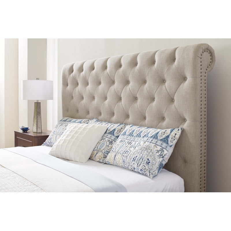 Eiver Upholstered Sleigh Bed, Queen, Tan