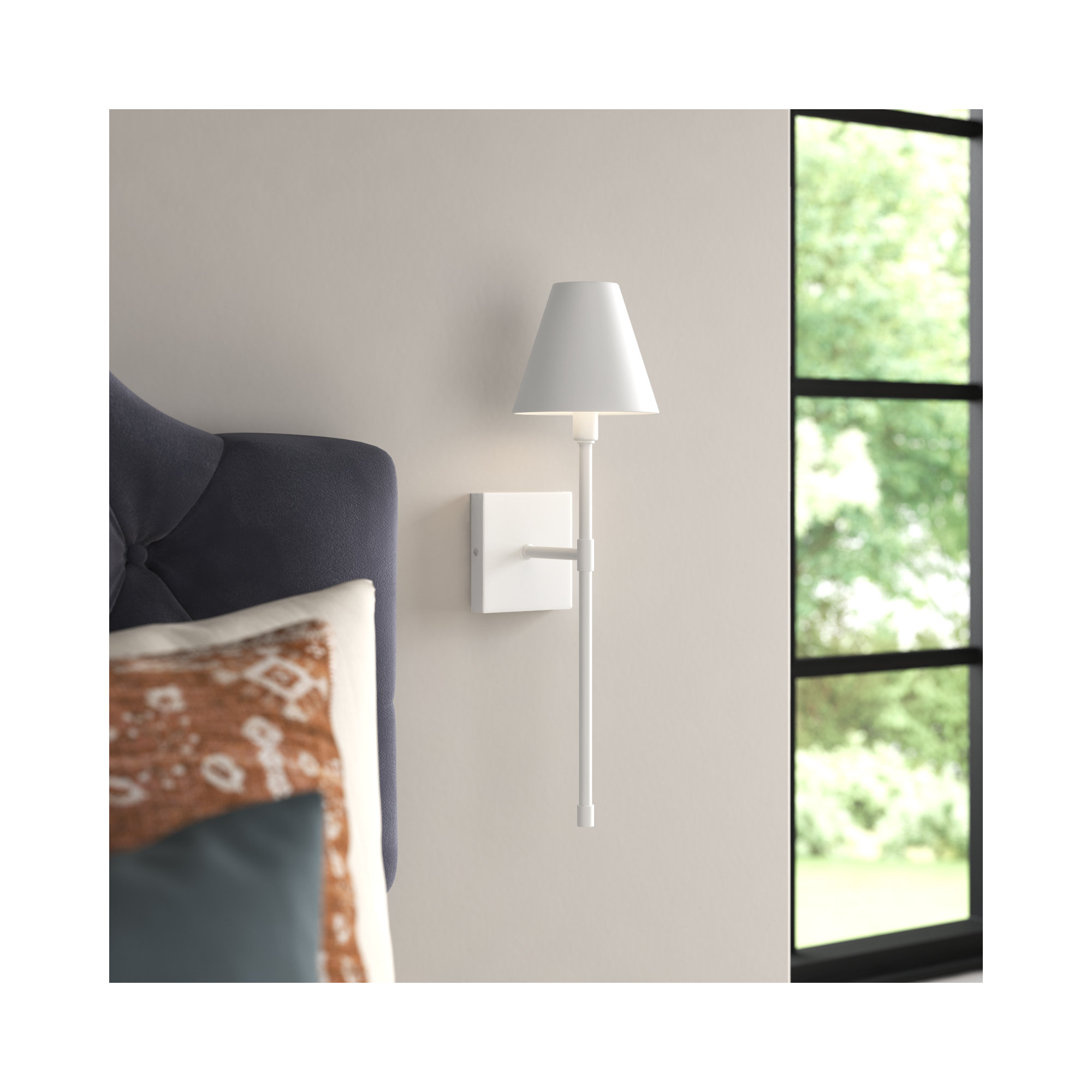 Avonia 1-Light Steel Hardwired Wall Sconce, White