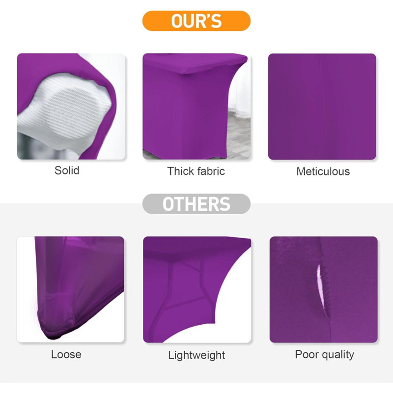 Ensemble de 2 nappes rectangulaires en tissu extensible nappe extensible 6 pi sans plis pour les salons de fête, Mauve