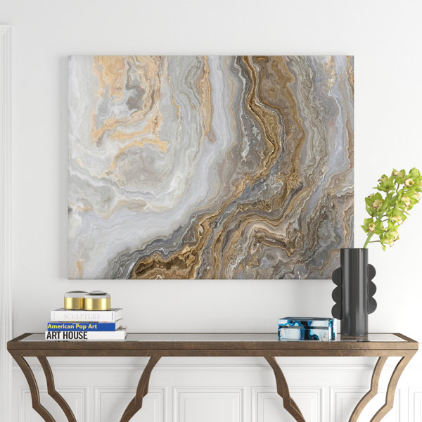 Etta Avenue™ White Marble With Curley Gray And Gold Veins On