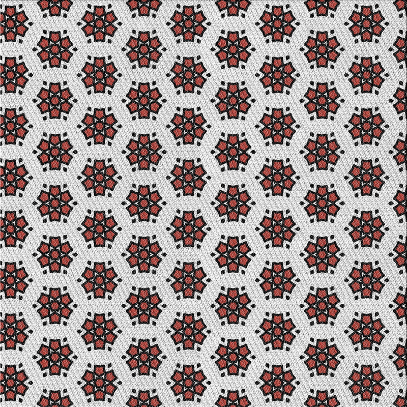 Tapis gris/rouge/brun à motifs Hillhouse, Carré 8 pi