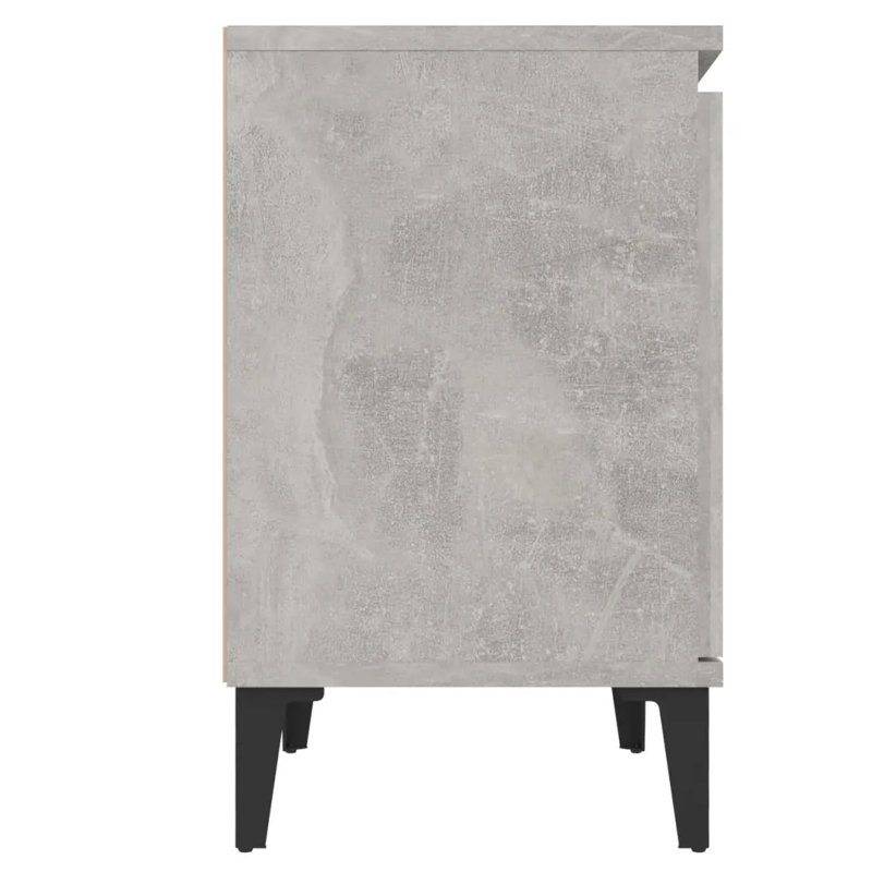 40cm W Manufactured Wood Bedside Table, Concrete Grey, No
