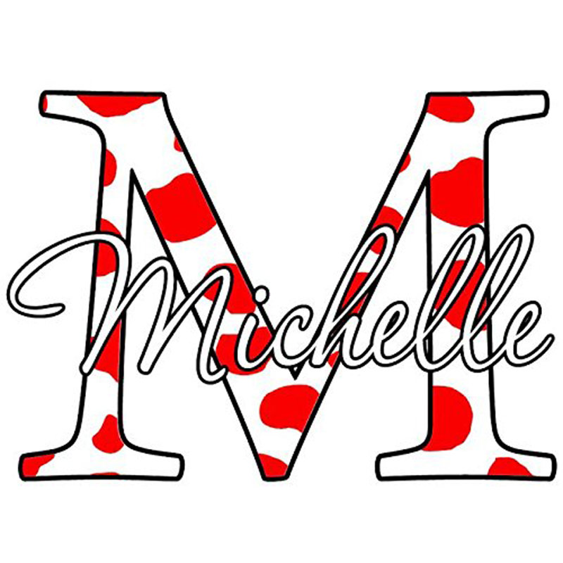 Décalcomanie murale nom imprimé monogramme, H 14 po x l 14 po x P 0,01 po, Rouge, Oui