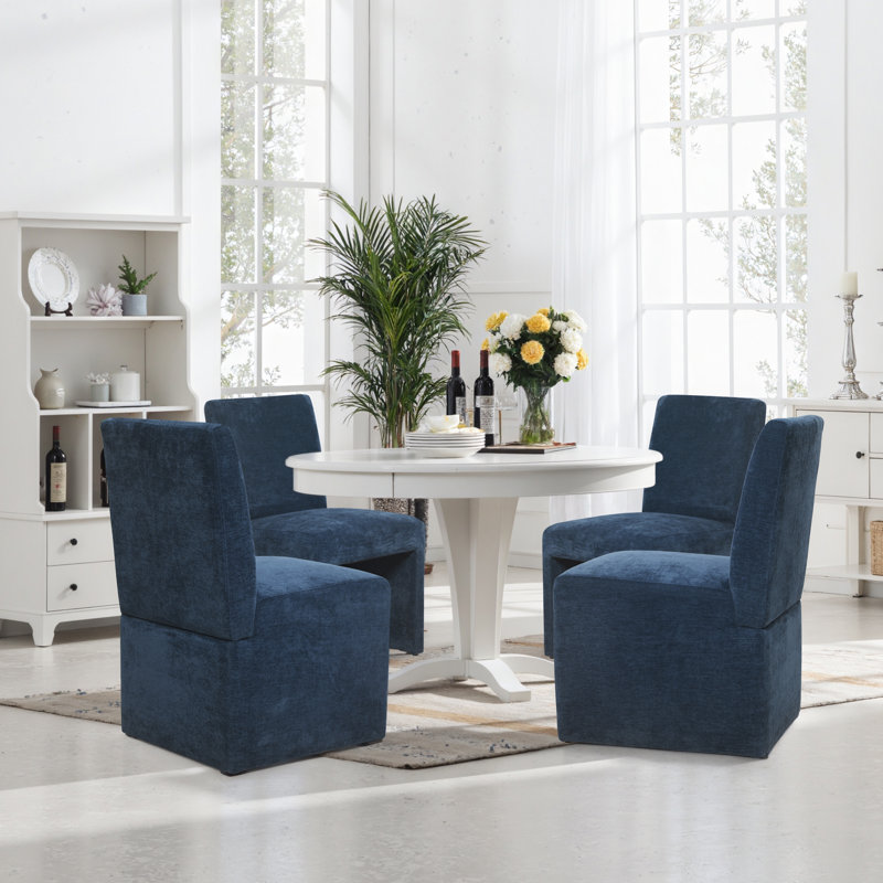 Chaise de salle à manger rembourrée, Bleu