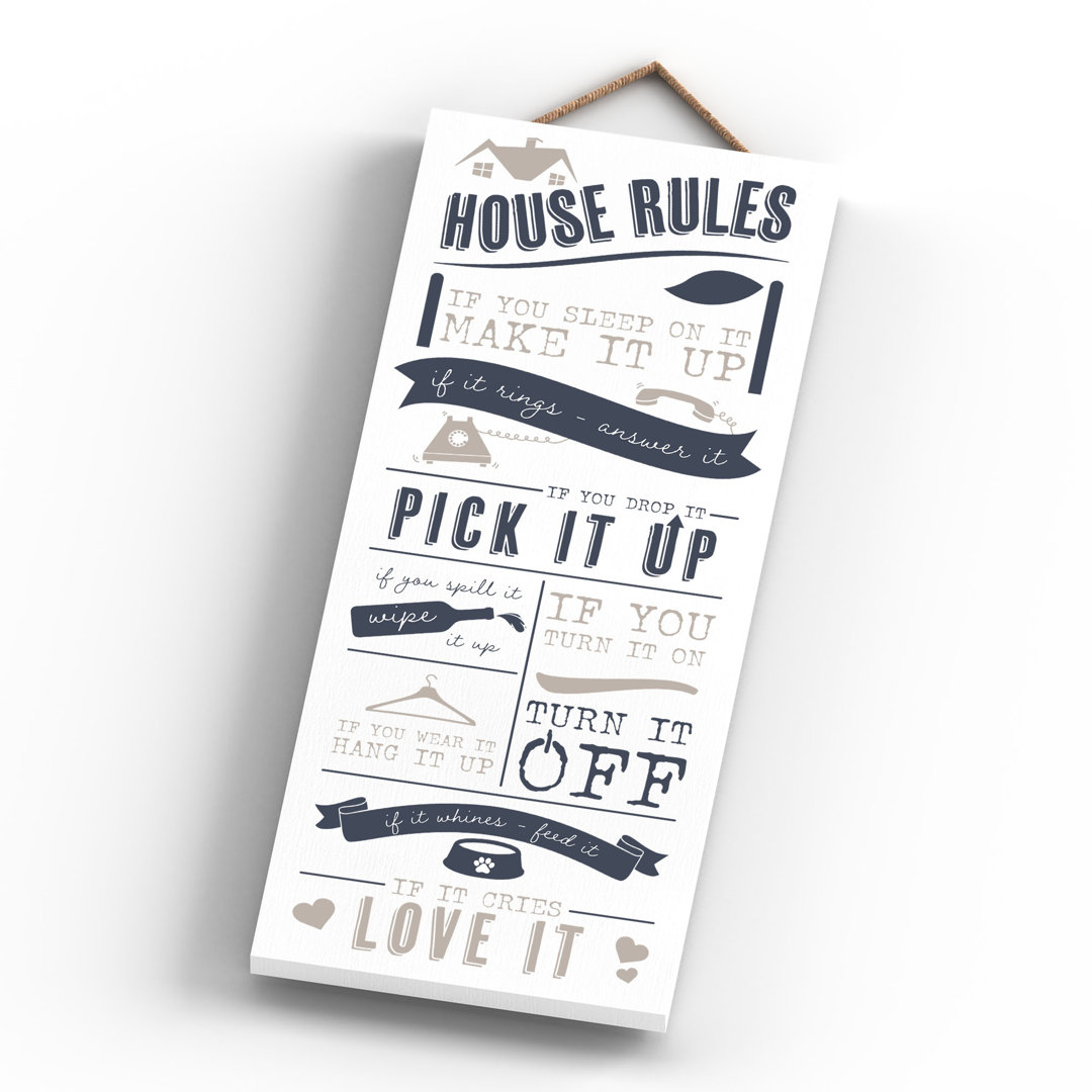 Vivid Squid Wholesale House Rules - No Frame Print on Wood