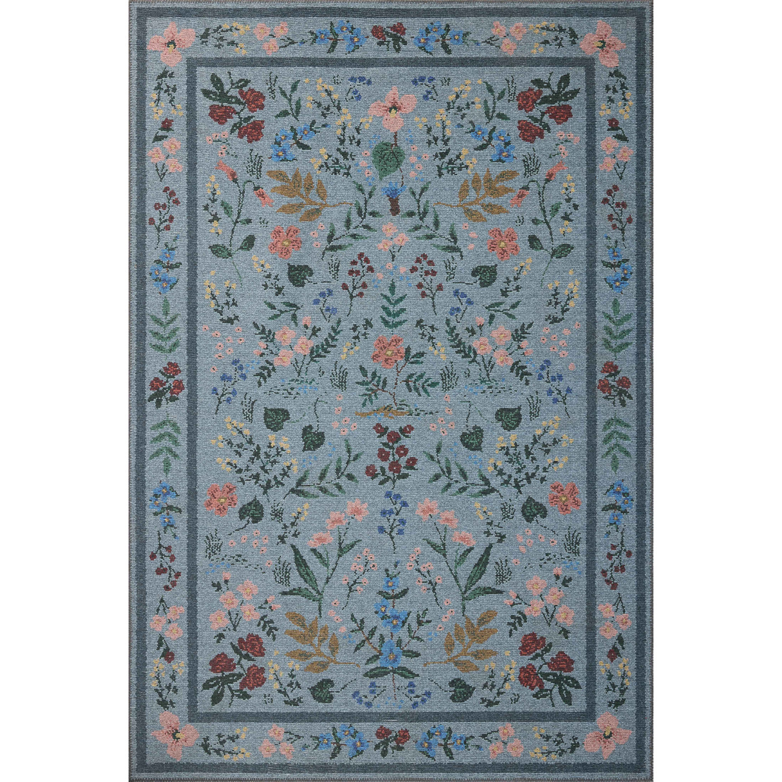 Wildwood Blue Area Rug, Rectangle 6'3" x 9'