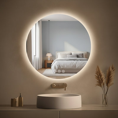 LED Bathroom Mirror with Lights, Anti-Fog, Dimmable, Backlit + Front Lit, Lighted Bathroom Vanity Mirror for Wall, Memory Function, Tempered Glass, Shatter-Proof, ETL Listed