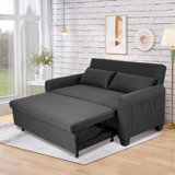 Oversized 64'' 3-In-1 Convertible Sleeper Sofa Bed, Futon Couch With Pullout Bed, 2-Seater Loveseat Sofa W/Pockets, Adjustable Backrest And Pillows For Living Room Apartment (Button Tufted)