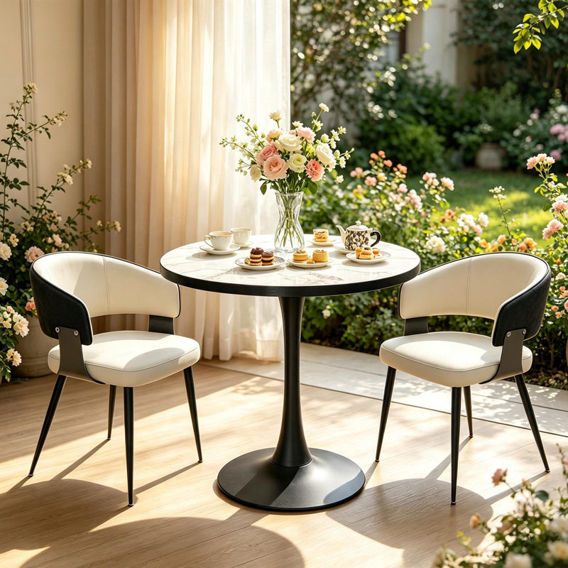 Dining Set, Black, Beige
