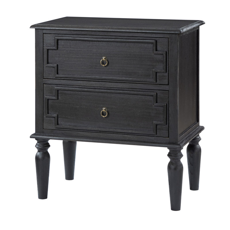 Timar 2-Drawer Solid Wood Rectangular Nightstand , Charcoal