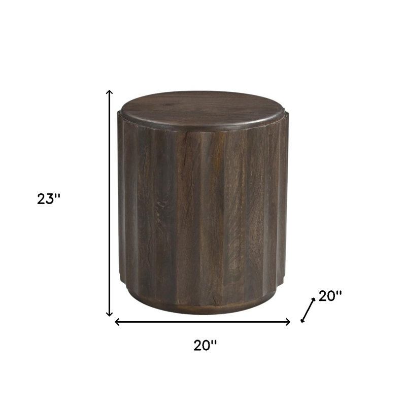 Table de bout cylindrique 23 po, Marron foncé