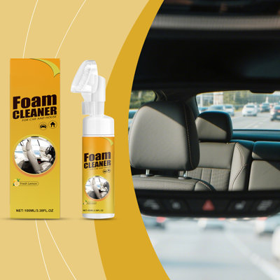 Automotive Interior Foam Cleaners 100ml Car Interior Foam Cleaner With Built-In Brush Head Daily Upholstery And Seat Stain Remover + Renews-Bright Finish