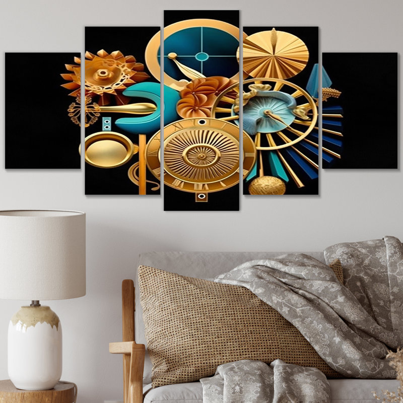 Futur minimalisme, géométrie contemporaine - impression sur toile géométrique moderne - 5 panneaux
