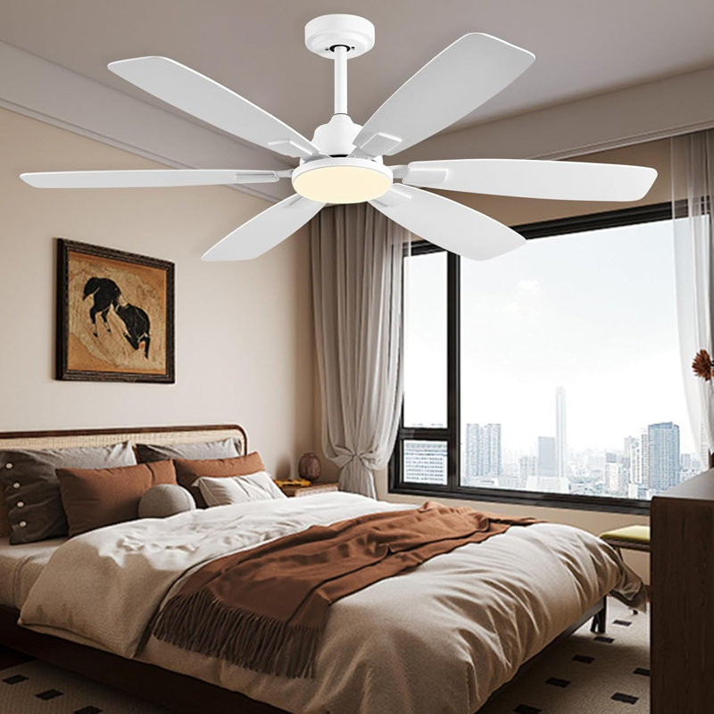 Ceiling Fans with Lights, 52 Inch Ceiling Fan with Light and Remote, 3CCT Dimmable, 6 Speed Reversible DC Motor,6 Blades Modern White Ceiling Fan for Bedroom, Indoor/Outdoor Use