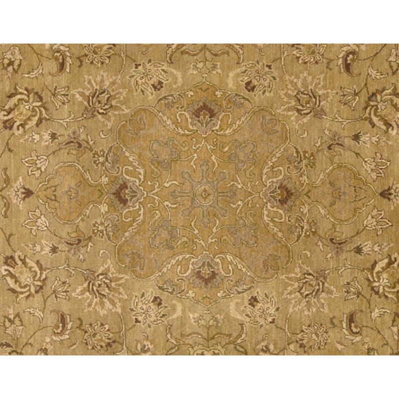 Hand Knotted Wool Area Rug in Gold