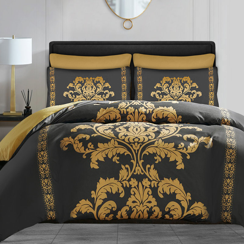 Soft Touch Reversible Duvet Cover Set with Secure Zipper & Corner Ties, King Duvet Cover + 2 Standard Pillowcases