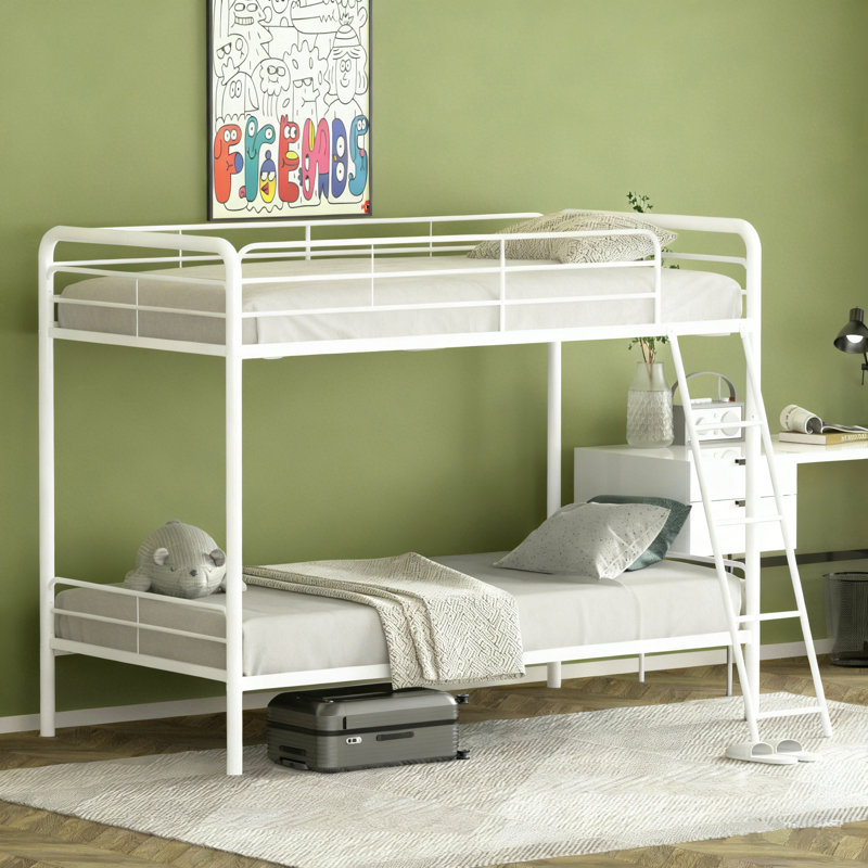 Bunk Bed with Built-in Ladder Included, White