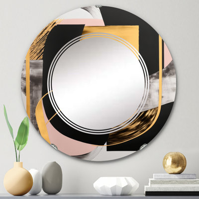 Pittsley Pink And Gold Art Deco I - Modern Transitional Wall Mirror
