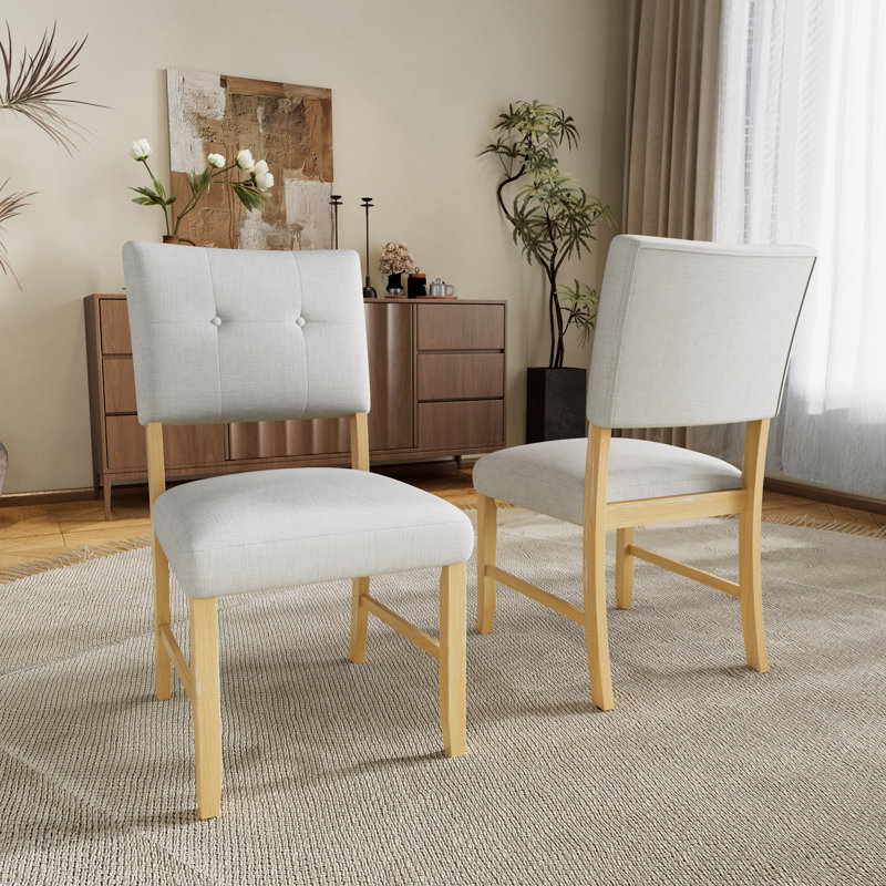 Ensemble de 4 chaises de salle à manger rembourrées avec dossier capitonné, Naturel