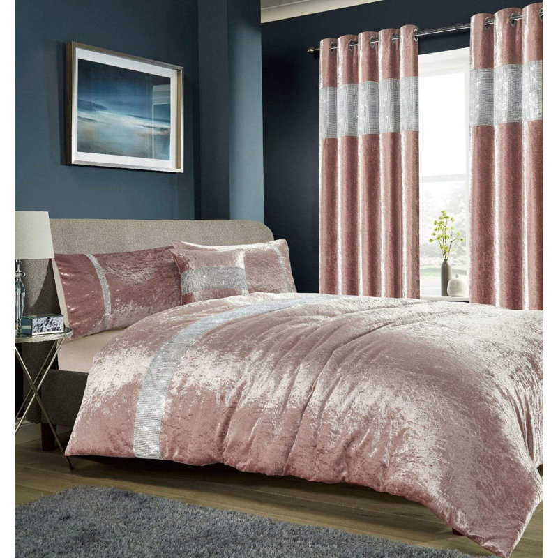 Polyester No Pattern Duvet Cover Set with Pillowcases Included, Double Duvet Cover Set + 2 Pillowcases, Pink