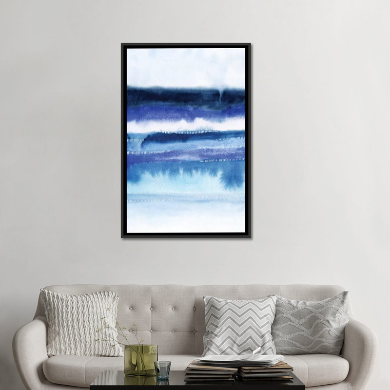 "Shorebreak Abstract II", reproduction d'art sur toile, H 48 po x l 32 po x P 1,5 po, Toile avec cadre noir