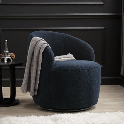 Fauteuil pivotant polyvalent avec rembourrage confortable et anneau en métal noir robuste pour les intérieurs modernes