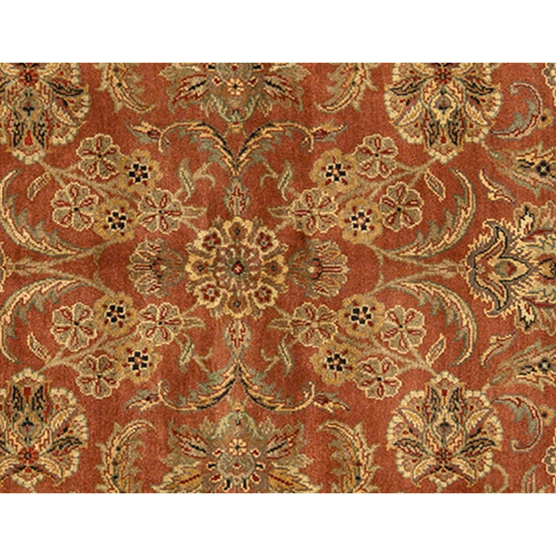 Hand Knotted Wool Oriental Area Rug in Rust And Ivory
