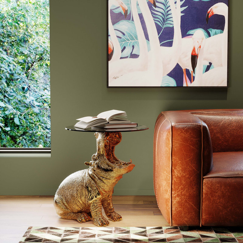 Glass Top Figurine End Table