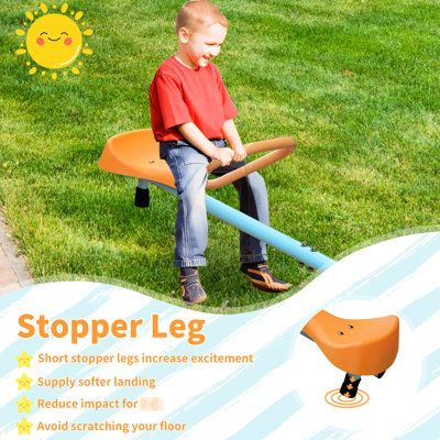 Outdoor Spinning Seesaw, Quad - Seat Teeter Totter, Playground Equipment, Backyard Play, 3 8 Years Old Seat Spinning Seesaw, Teeter Totter, Rust , Multicolor, 28''*18''*6.3'', 20Kg, Builds Balance