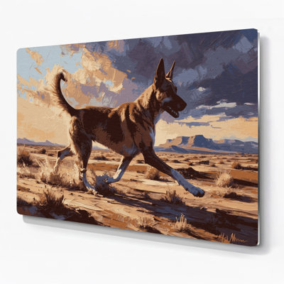 «Dogs Canaan Dog», art mural en métal brun