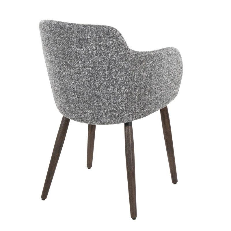 Chaise de salle à manger / d'appoint en bois de noyer foncé et tissu gris foncé - ensemble de 2